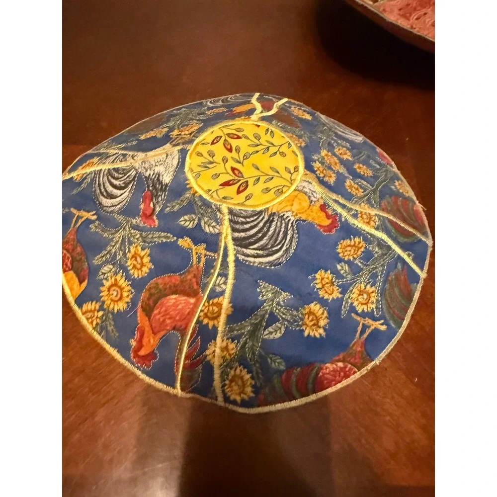 Set of 2 Vtg Quilted Fabric Bowl Cozies Country Farmhouse Rooster Paisley Blue